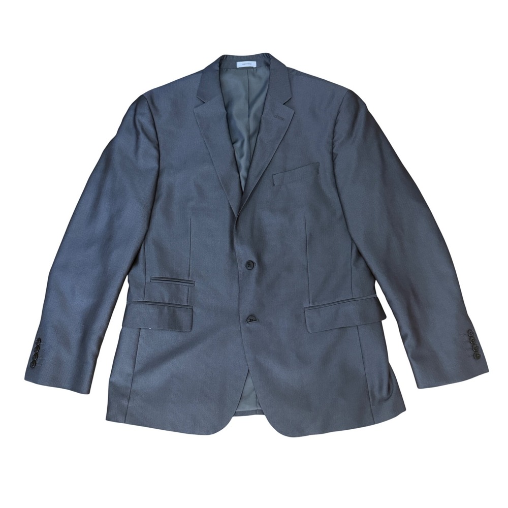 Mens Slim Fit Suit‎ Jacket Grey Herringbone Blazer 44R Formal Career Sport Coat